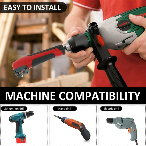 Right Angle Attachment Multifunctional 90 Right Angle Drill Adapter with 10 Bits and 1 Extension Rod Magnetic 90 Drill Bit Corner Adapter High