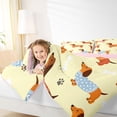 thumbnail image 3 of Homewish Kawaii Dachshund Twin Comforter Sets,Dog Paw Bone Prints Bedding Set,Yellow,Pink Reversible,2-Piece,1 Comforter and 1 Pillowcase, 3 of 7