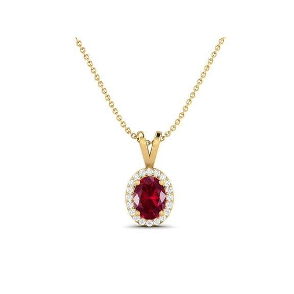 925 Sterling Silver Gold Vermeil Oval Shape Ruby Solitaire Women Valentines Day Gifts Necklace