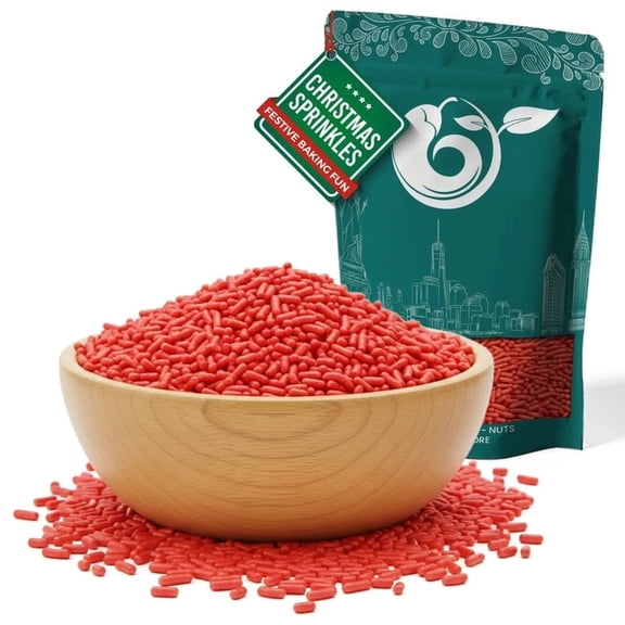 NY SPICE SHOP Red Sprinkles - 3 Pound - Bright Red Dessert Topping - Vibrant Cake, Cookie & Cupcake Decorations - Smooth Decorative Jimmies - Perfect for Baking & Festive Treats
