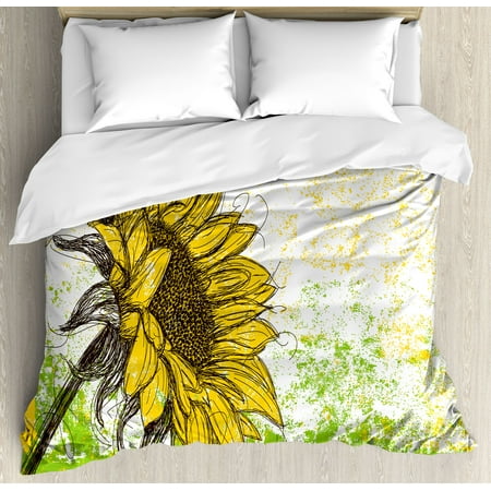 Nature Decor Queen Size Duvet Cover Set Floral Print With