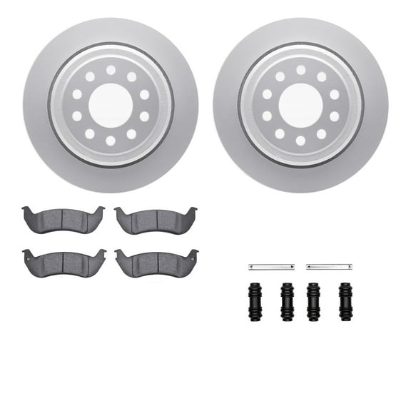 Dynamic Friction Company Rear Geospec Brake Rotors with 5000 Advanced Brake Pads includes Hardware 4512-55009
