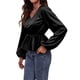 thumbnail image 3 of Txlixc Blusa de estilo femenino, blusa de chiffon de manga larga con cuello V de color sólido Txlixc moda, 3 of 3