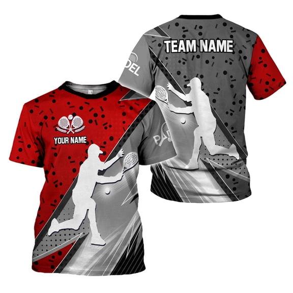 Personalized Team Name and Name PADEL 3D Shirt for Men Women, Custom Bingo game Shirts for Team (Red, S)