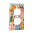 thumbnail image 2 of Yayeee Duplex Wall Plate 1-Gang 4.5"x2.7" Home Receptacle Light Switch Decorative Outlet Cover, Orange Cityscape Painting, 2 of 7