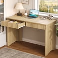 thumbnail image 6 of Bestier Computer Desk with 2 Storage Drawers 47 inch Wood Writing Desk Workstation Study PC Table for Home Office Bedroom Dorm, Log, 6 of 11