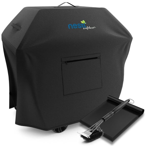 Nestl 3 Burner Grill Cover, Small 32" Black Premium Heavy Duty Barbecue Grill Cover, BBQ Grill Cover is Durable Gas Grill Cover with Front Zipper Pocket