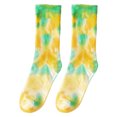 thumbnail image 2 of Eosunjian 1 Pair Unisex Socks Mid-tube Tie-dye No Odor Thin High Elasticity Anti-slip Sweat-absorption Anti-shrink Sports Four Season Basketball Calf Socks Yellow Green, 2 of 13