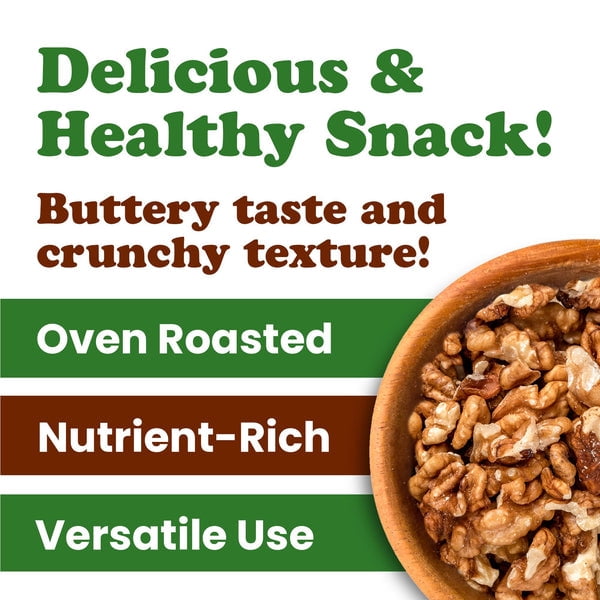 Dry Roasted Walnut Halves and Pieces, 1.5 Pounds – Vegan, Kosher, Bulk – by Food to Live
