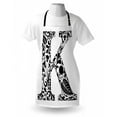 thumbnail image 3 of Letter K Apron Nature Inspired Figures Black Silhouettes Swirls Abstract Rural Field Pattern, Unisex Kitchen Bib Apron with Adjustable Neck for Cooking Baking Gardening, Black White, by Ambesonne, 3 of 3