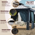 thumbnail image 3 of HOTEEL 10' x 12' Hardtop Gazebo, Outdoor Steel Double Galvanized Roof Canopy, Aluminum Frame Permanent Pavilion Metal Gazebo with Curtains and Netting, Sunshade for Patios, Gardens, Lawns, Black, 3 of 9