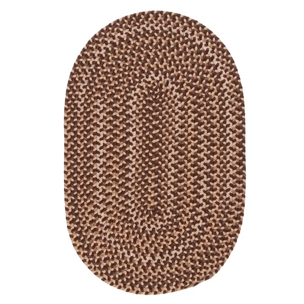 1.6' x 2.5' Brown Tweed All Purpose Handcrafted Reversible Oval Area