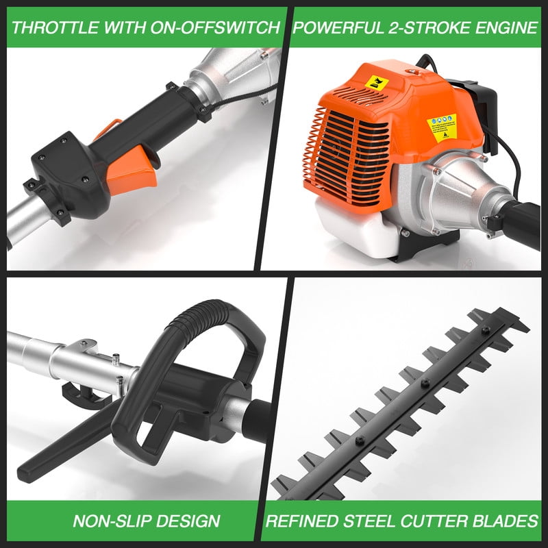 48cc 2-Stroke Gasoline-Powered Hedge Trimmer, a multi-functional garden care tool with a trimming head, suitable for tree trimming, branch trimming, and lawn mowing. Ideal for gardens and farms.