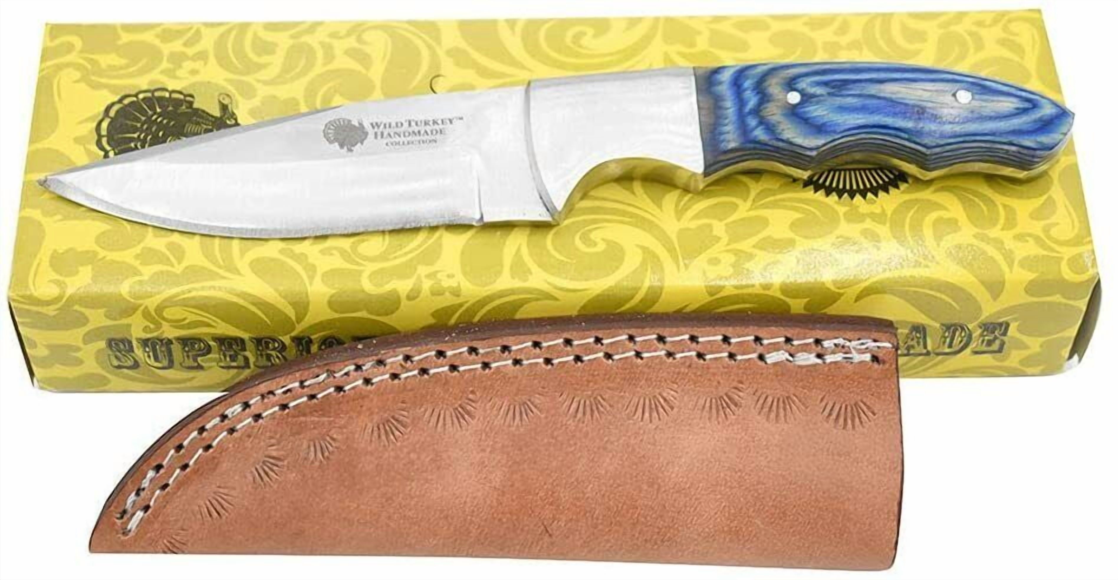 Wild Turkey Handmade Collection Heavy Duty Blue Wood Handle Hunting Knife | Stai