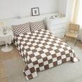 thumbnail image 4 of Erosebridal Geometric Checkered Quilt Set White Khaki Checkerboard Grid Bedding Set King,Buffalo Plaid Gingham Comforter Set Geometrical Bed Set Modern Room Decor, 4 of 8