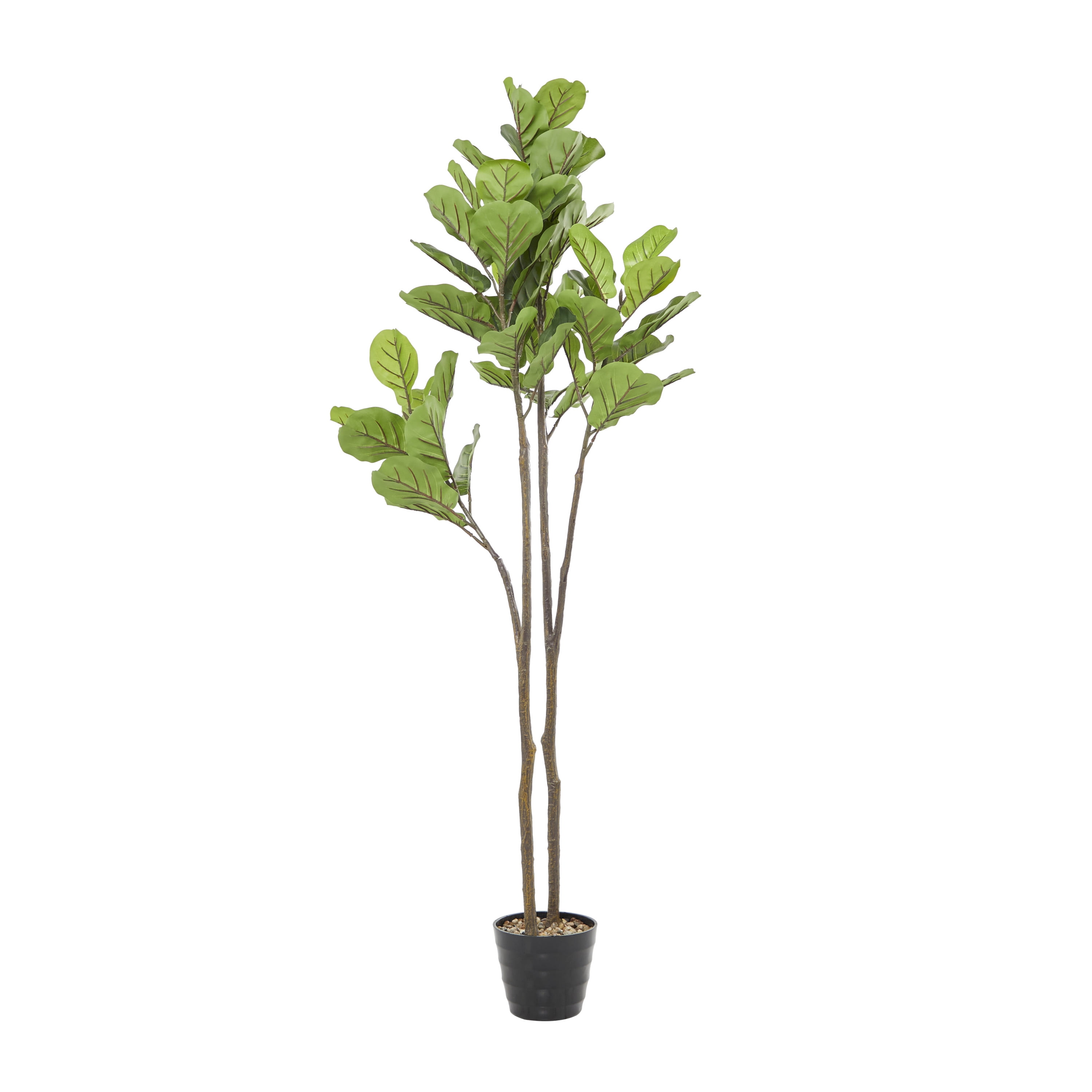 DecMode 70" Artificial Fiddle Leaf Tree in Realistic Leaves and Black Melamine Pot