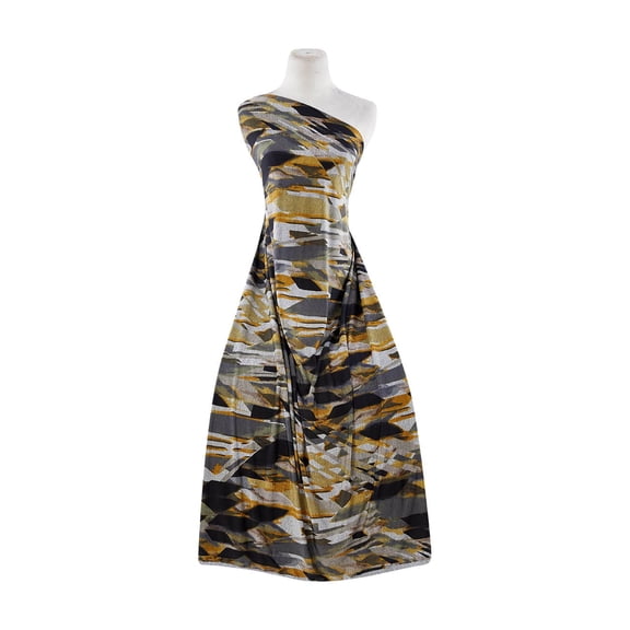 Zelouf Suji Knit Print , Sewing, DIY, Crafts Fabric by the Yard, 059 Grey/mustar, 3 Yard