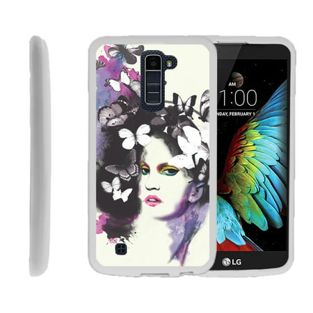 LG K10, LG Premier LTE, K430, Flexible Case [FLEX FORCE] Slim Durable TPU Sleek Bumper with Unique Designs - Butterfly Geisha
