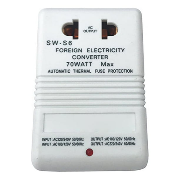Methold Convertidor de voltaje de Hotel para oficina en casa, electricidad de viaje, 110V a 220V, adaptador reductor, inversor regulador de Adaptadores de corriente Blanco S6 70W