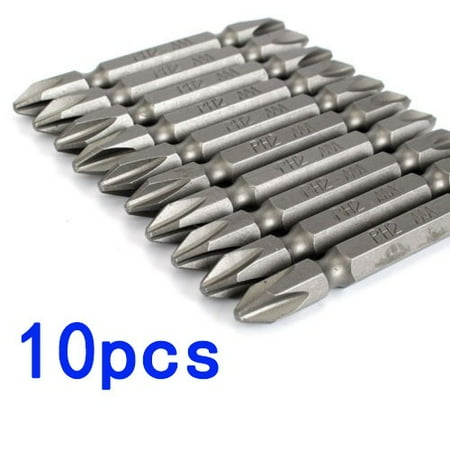 

BAMILL 10x 65mm Magnetic Drill Bits Screwdriver 1/4 Hex Shank Double Cross-shaped End