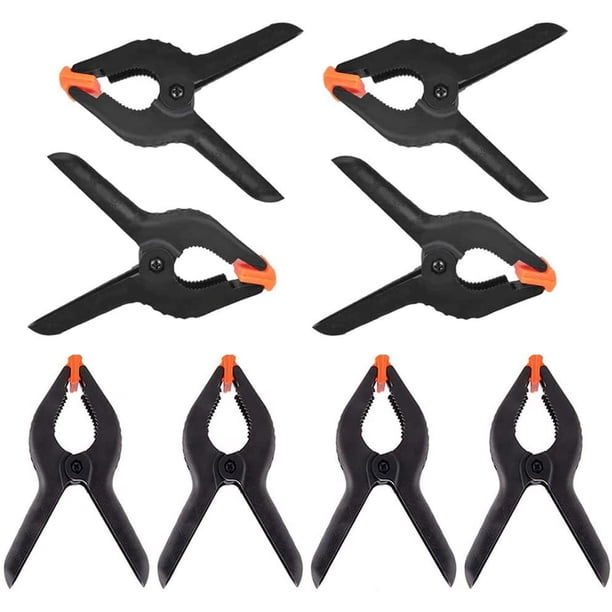 Pcs Spring Clamp, Black Plastic Spring Clamps Extra Strength Grip Clips Textured Handles Clamp DIY Tools (3.5 Inch)