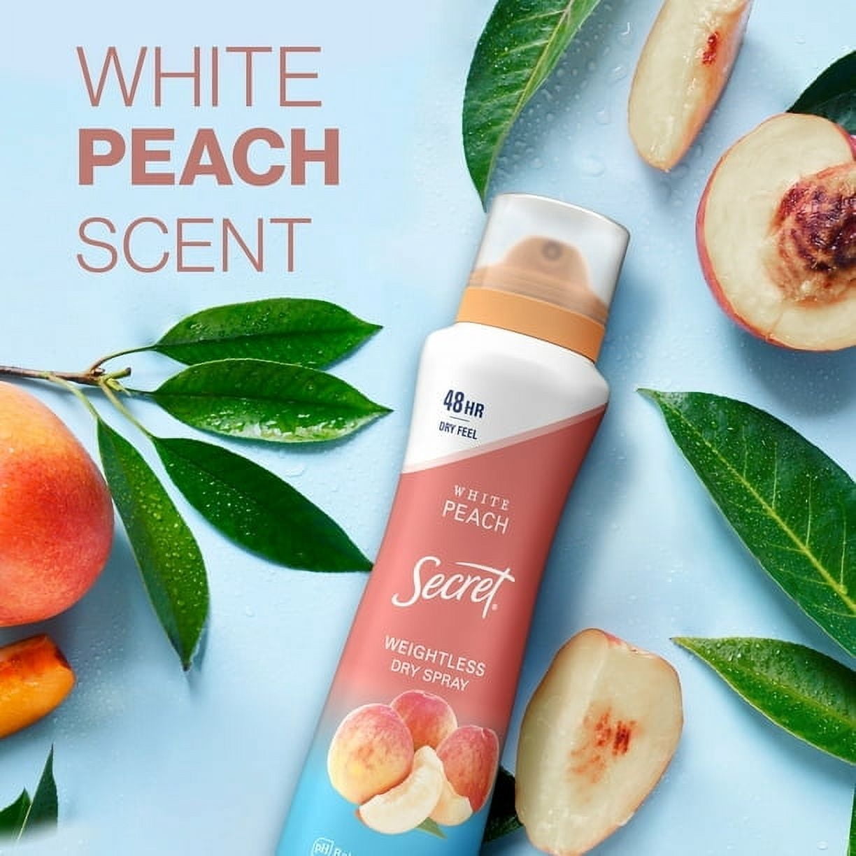 Secret Dry Spray Antiperspirant Deodorant, White Peach and Argan Oil, 4.1oz. (4 Pack)