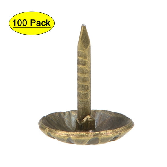 Uxcell 8mm Head Dia Round Thumb Push Pins Bronze Tone Upholstery Nails Tacks 100 Pack