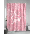 thumbnail image 5 of Pink Christmas Extra Long Shower Curtain Set, Waterproof Shower Curtains for Bathroom, Winter Xmas White Snowflakes Texture Washable Fabric Cloth Bath Curtain for Bathtub with Hooks 72x96 Inches, 5 of 6