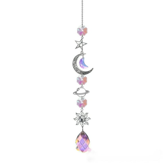 Wuztai Crystal Sun Catcher, Handcrafted Sunlight Catcher with Crystal Pendant, Sparkling Window Decor for Bedroom Garden Wedding Party