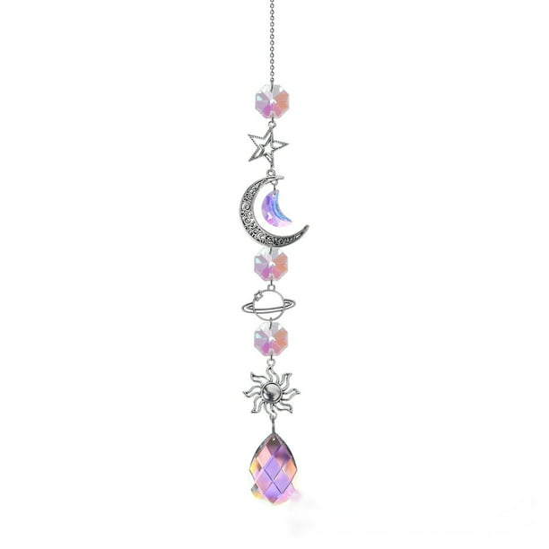 Sunshine Catcher Gardening Crafts Bedroom Decoration Silvers Pointed Beads Star Double Heart 5-piece Set Crystal Pendant