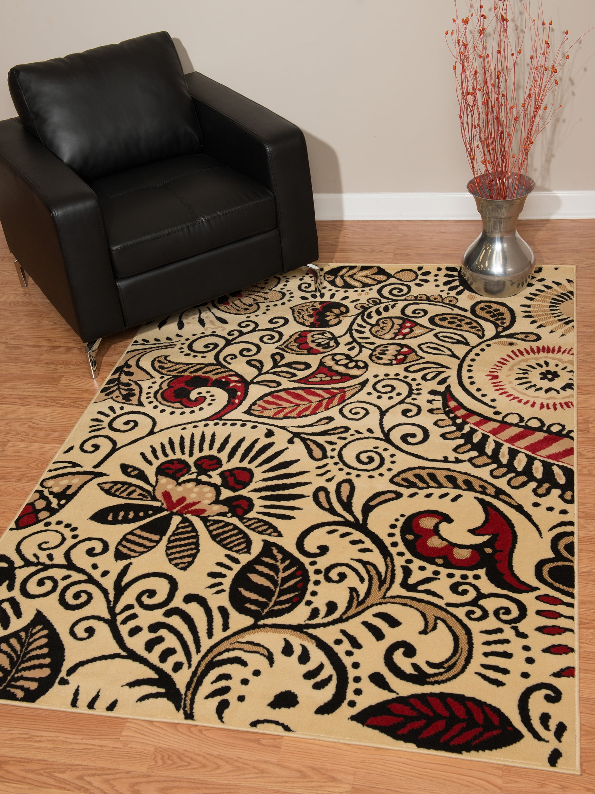 Designer Home Soft Transitional Indoor Modern Area Rug Floral Petals