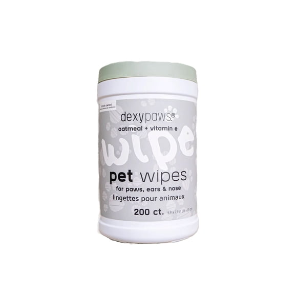 Dexypaws Grooming & Cleansing Wipes for Dogs Oatmeal & Vitamin E 200 Wipes Canister for All Skin Types