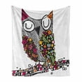 thumbnail image 1 of Owl Soft Flannel Fleece Blanket, Childish Sketch Art of Bird with Colorful Flowers Abstract Scribble Inspired by Nature, Cozy Plush for Indoor and Outdoor Use, 50" x 70", Multicolor, by Ambesonne, 1 of 6