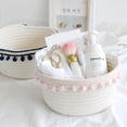 thumbnail image 4 of PEACNNG Whimsical Storage Delight, Pompom Woven Cotton Rope Basket for Laundry, Toys, and Desktop Organization (20.5x9.5 cm), 4 of 5