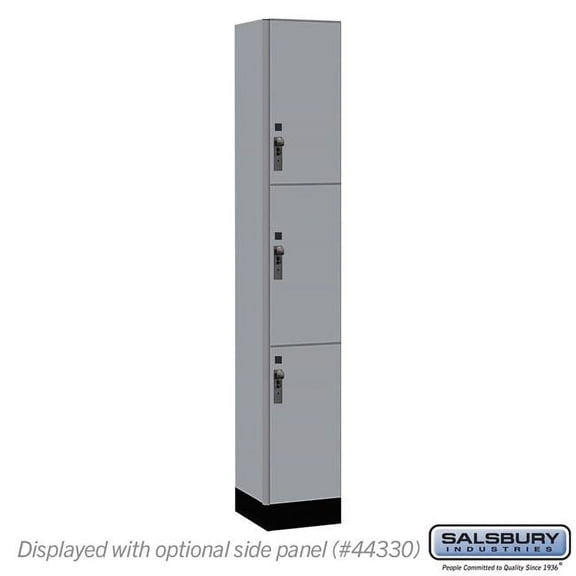 Salsbury Industries 43165WF 12 in. Wide Premier Wood Locker - Triple Tier - 1 Wide - 6 ft. High - 15 in. Deep - Winter Fog - Hasp