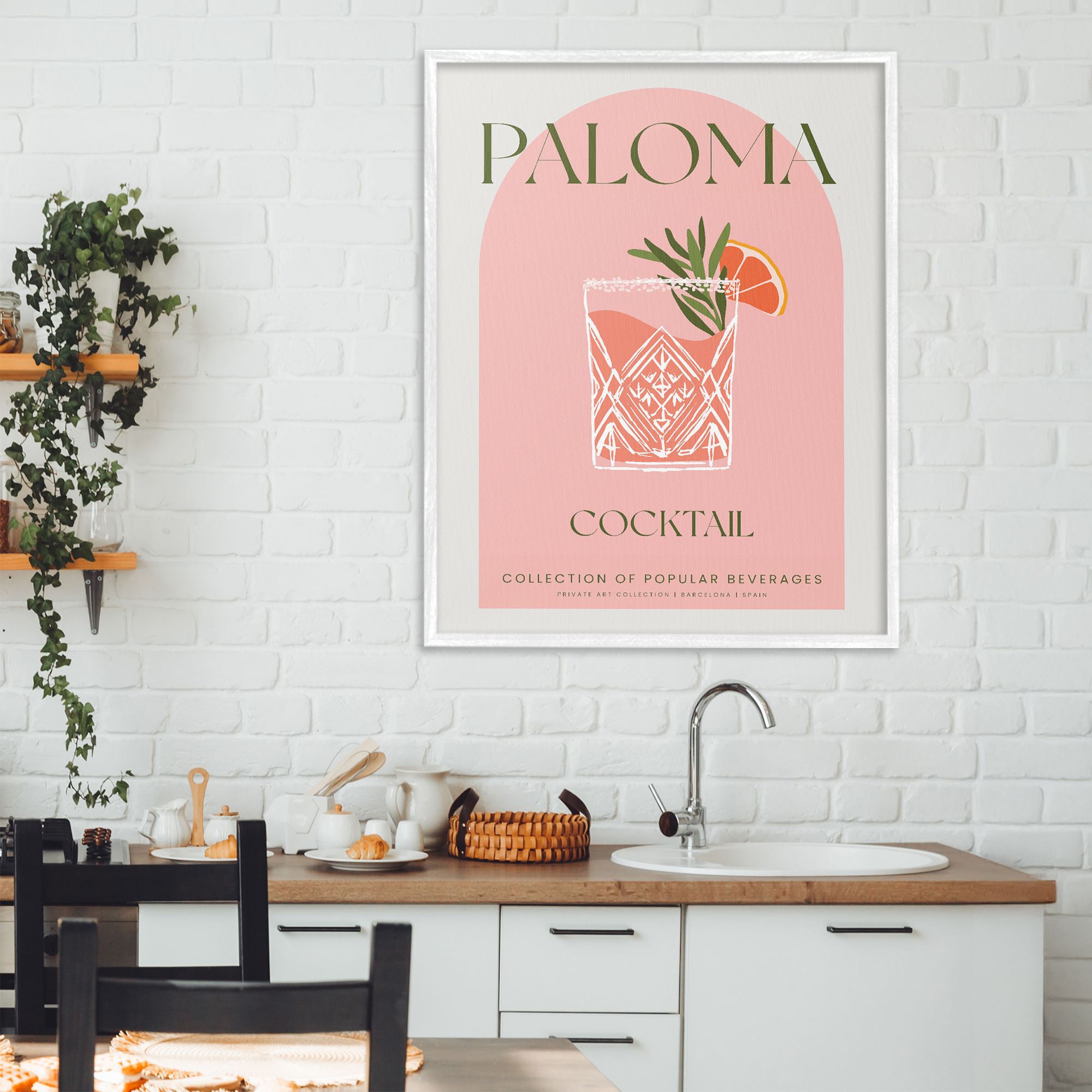 Stylish Retro Paloma White Framed Giclee Art, design by Lil' Rue
