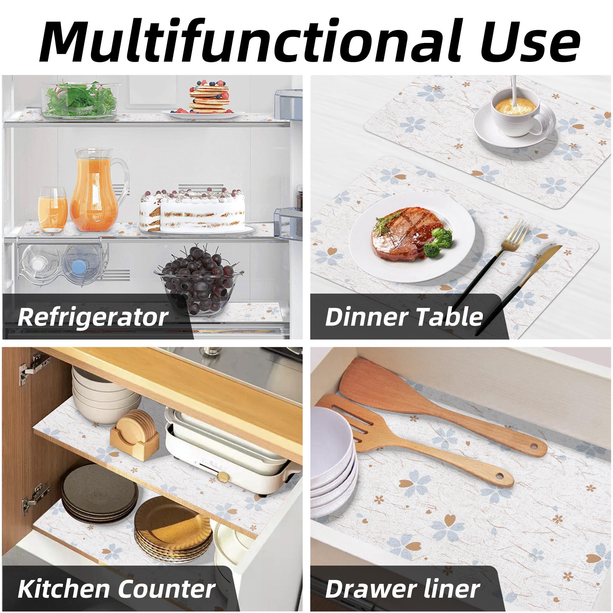 RAY STAR Shelf Cabinet Liner, 18INx8FT Drawer Liners Non-Adhesive Non Slip Shelving Liner for Kitchen Cabinets