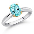 thumbnail image 2 of Gem Stone King 10K White and Yellow Gold Blue Apatite Solitaire Engagement Ring for Women (1.20 Cttw, Oval 8X6MM, Gemstone Birthstone, Available in Size 5, 6, 7, 8, 9), 2 of 4