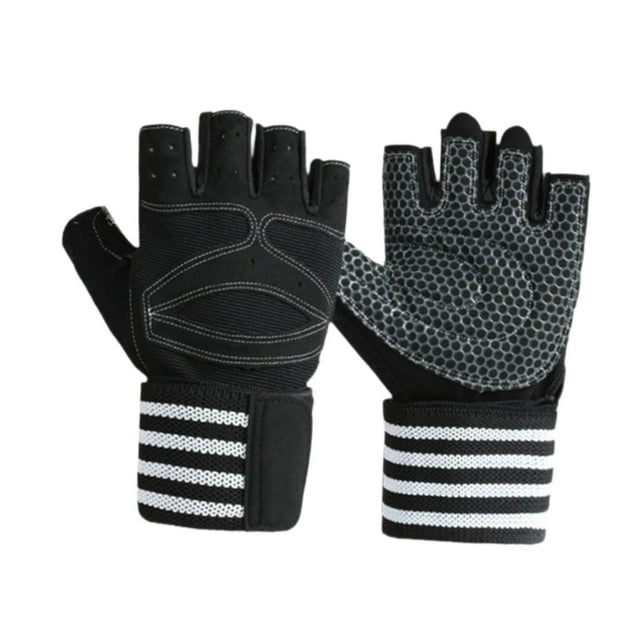 2 piezas de guantes de entrenamiento negros transpirables antideslizantes accesorios guantes de ejercicio para L