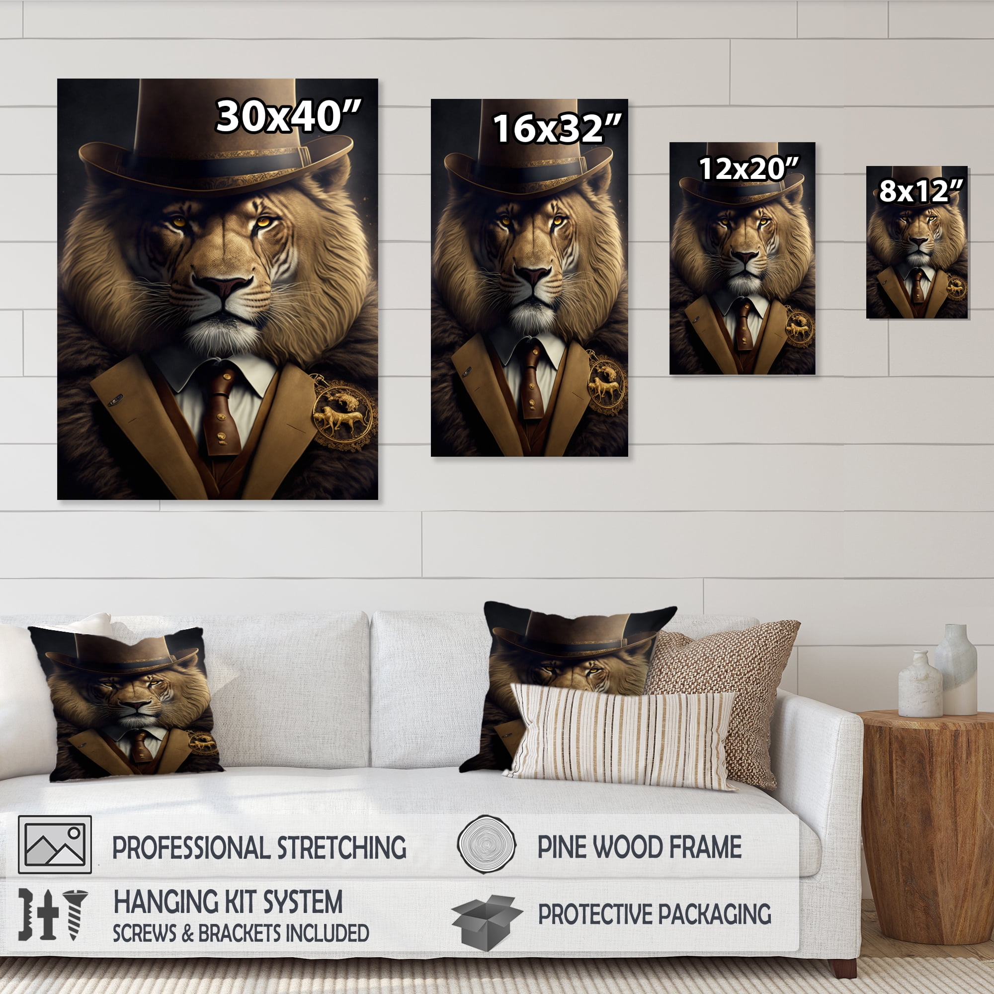 Designart Mafia Lion II Canvas Wall Art