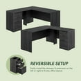 thumbnail image 3 of Furinno ROGER 60" 3-Drawer L-Shaped Desk Cord Grommet Coastal Grey, 3 of 9