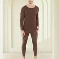 thumbnail image 6 of Elainilye Fashion Pajamas for Men Winter Warm 2 Piece Pajamas Suit Double-sided Non Marking Brushed Seamless Wear-resistant Pajama Set,Brown, 6 of 8