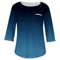 thumbnail image 4 of Womens Tops Summer Womens Fashion Elbow-Length Crew Neck Gradient Casual Loose Pocket Plus Size T-Shirts Blouses & Tops Women's Plus Plus Size Tops for Women Navy Polyester 4XL, 4 of 5