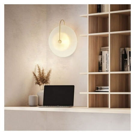

ZHOUJIA Minimalist Round Disc Wall Sconce LED Glass Reading Light