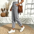 thumbnail image 3 of Womens Striped Pants Summer Casual High Waisted Drawstring Beach Pant Tapered Trousers with Pockets, 3 of 4
