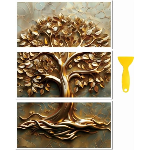 Rub on Transfer Decal Sticker for Furniture Craft Decor 6"x12" 3D Tree of Life 3Pcs Waterproof UV DTF Transfer for Drawer Dresser Glass Porcelain Wood Plastic diy