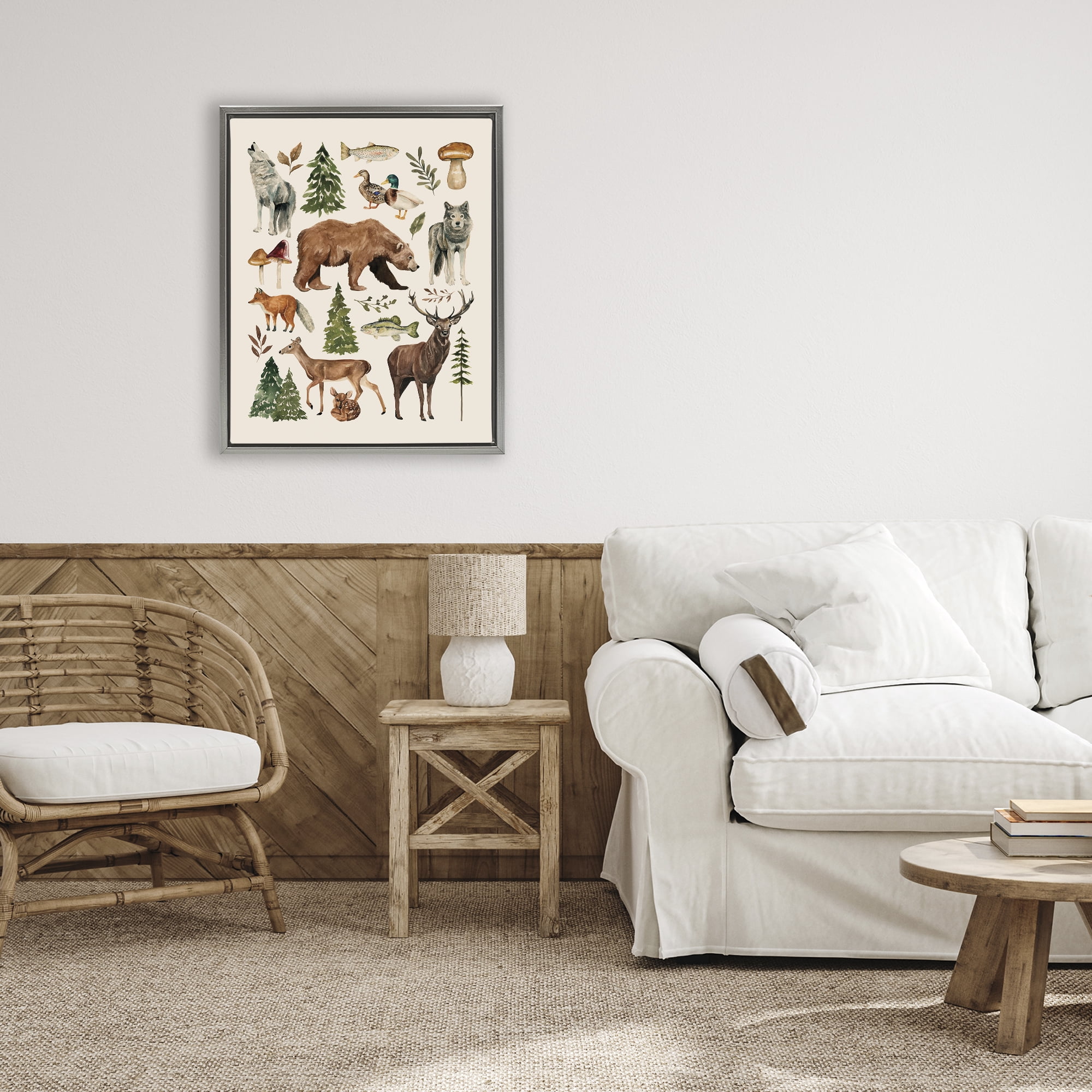 Stupell Industries The Wild Wood Animals Gray Framed Floater Canvas Wall Art, design by Bethany Sandoval