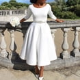 thumbnail image 2 of AURA Plus Size Summer Solid Color A Line Swing Dress Elegant High Waist Midi Evening Dress XL XXXL, 2 of 10