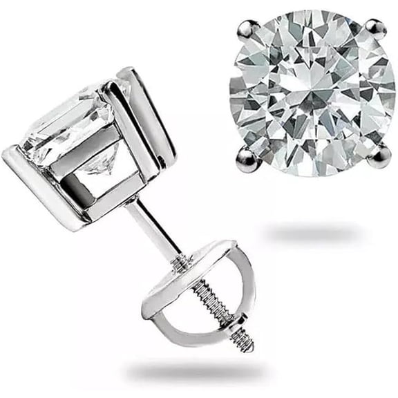 Sparkling Diamond Stud Earrings 925 Silver Gold Plated Minimal Jewelry