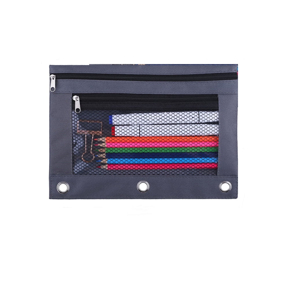 Large Pencil Pouch for 3 Ring Binder, Mesh Zipper Pencil Case, Pen Bag